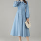 Sky Blue Wool Princess Coat – Vintage Fit and Flare Swing Winter Coat | Xiaolizi 6576