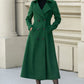 Double Breasted Wool Coat – Elegant Green Winter Overcoat for Women 6298