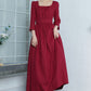 Vintage Inspired Wine Red Linen Dress 3370