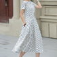 Black and white polka dot summer linen dress 5225