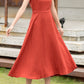 Orange sleeveless summer midi linen dress 2741