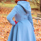 Blue swing princess coat with hood 2419