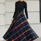 Xiaolizi Plaid Wool Maxi Skirt for Women – Handmade A-Line Winter Swing Skirt 6619