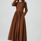 Vintage Wool Blend Maxi Dress – Handmade Fit & Flare Long Sleeve | Xiaolizi 5305