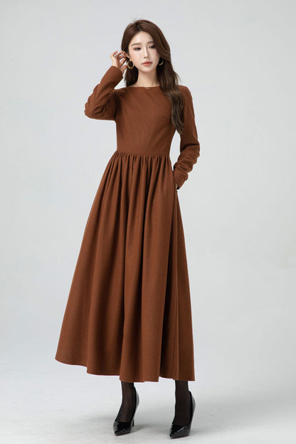 Wool maxi winter womens dresses 5305