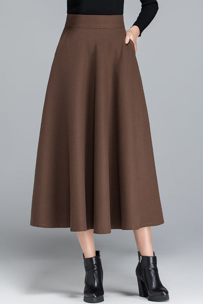 High waist midi autumn skirt women 6196