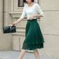 Green chiffon short summer skirt 5239