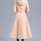 Hooded Lantern Sleeve Long Wool Coat 3210