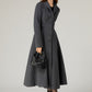 Gray winter long wool coat with pockets 5479