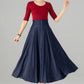 Women’s Navy Blue Button front Denim Midi Skirt 6143