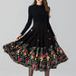 Black embroidered midi wool skirt 4665