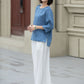 Blue summer linen top blouse 5221