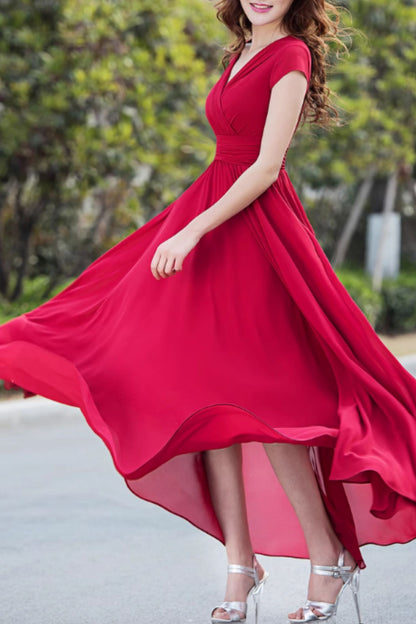 V neck prom summer wedding chiffon dress 5162