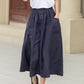 Button up midi summer linen skirt 4944