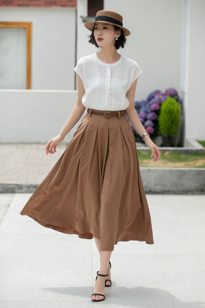 Women linen summer skirt 5982 -XS #CK2500318