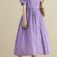 Button up purple midi linen dresses 2796