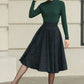 Knee length plaid winter wool skirt 6511