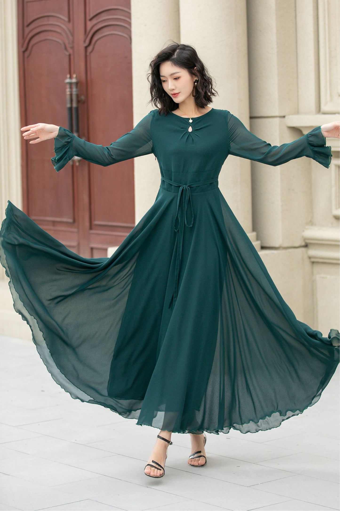 Prom boho long swing chiffon dresses 5141