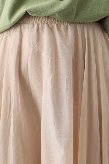 Handmade Linen Maxi Skirt Beige – High-Waist Flowy Circle Hem – 2820