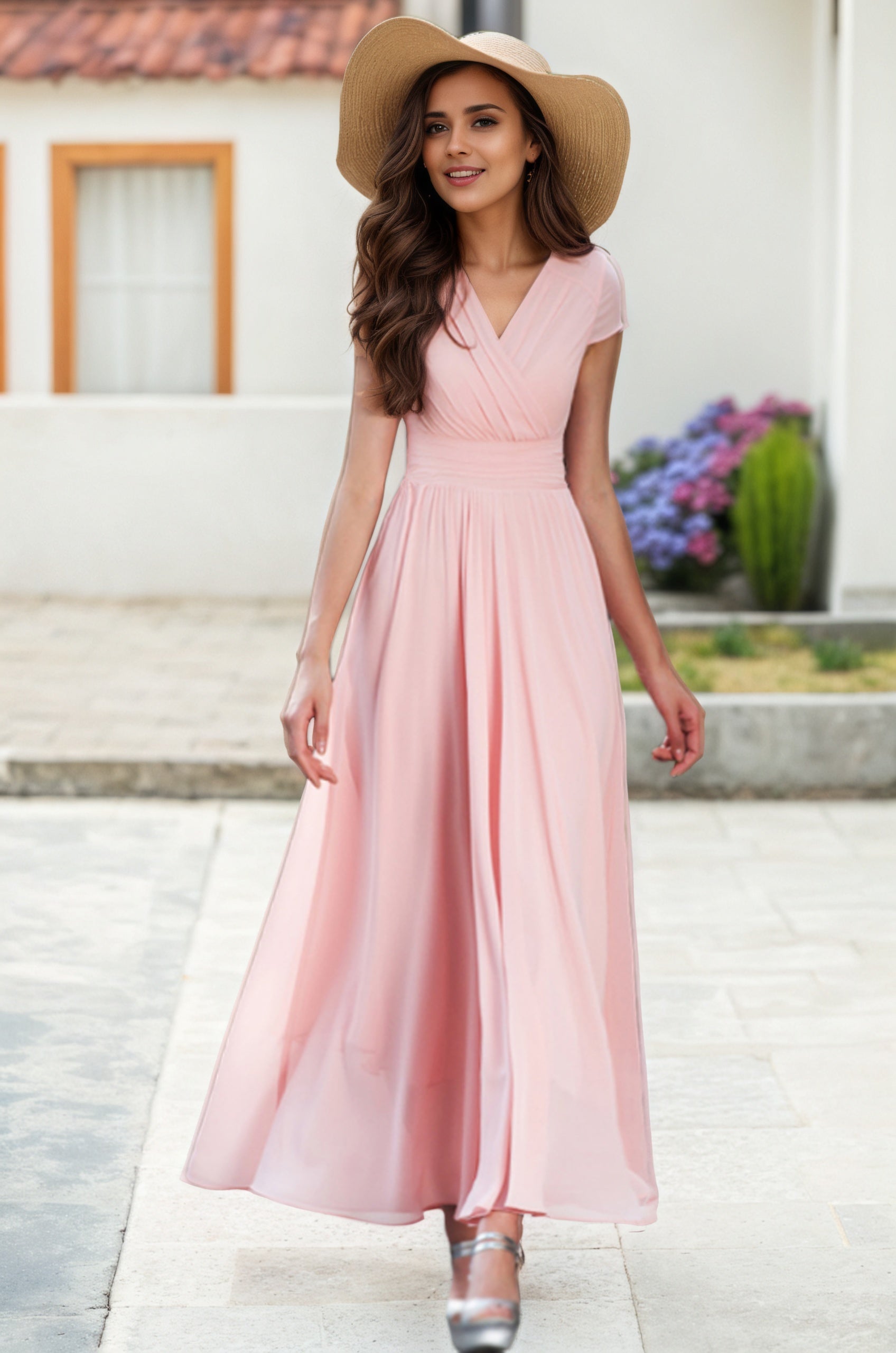 Chiffon Empire Waist Maxi Dress Summer Party Gown 2618 Xiaolizi Chiffon Empire Waist Maxi Dress Summer Party Gown 2618 Xiaolizi