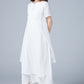 White Linen Plus size summer chiffon dress 1780