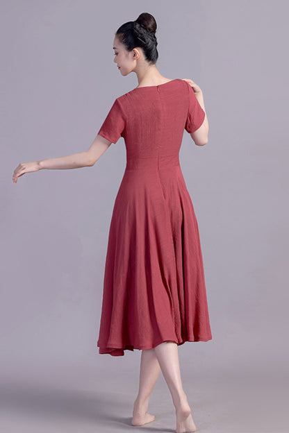 Fit and Flare Midi Linen Dress 3469