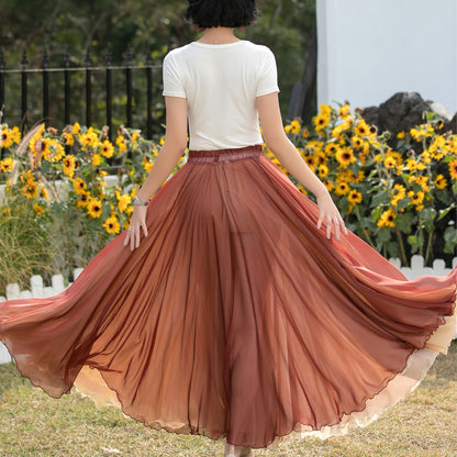 Xiaolizi Reversible Chiffon Maxi Skirt – Two Tone Full Circle 6687