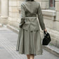 Army green asymmetrical linen jacket 5681