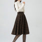 Handmade Knee length plaid winter wool skirt 5323