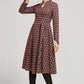 Mandarin collar plaid winter wool dress women 2295