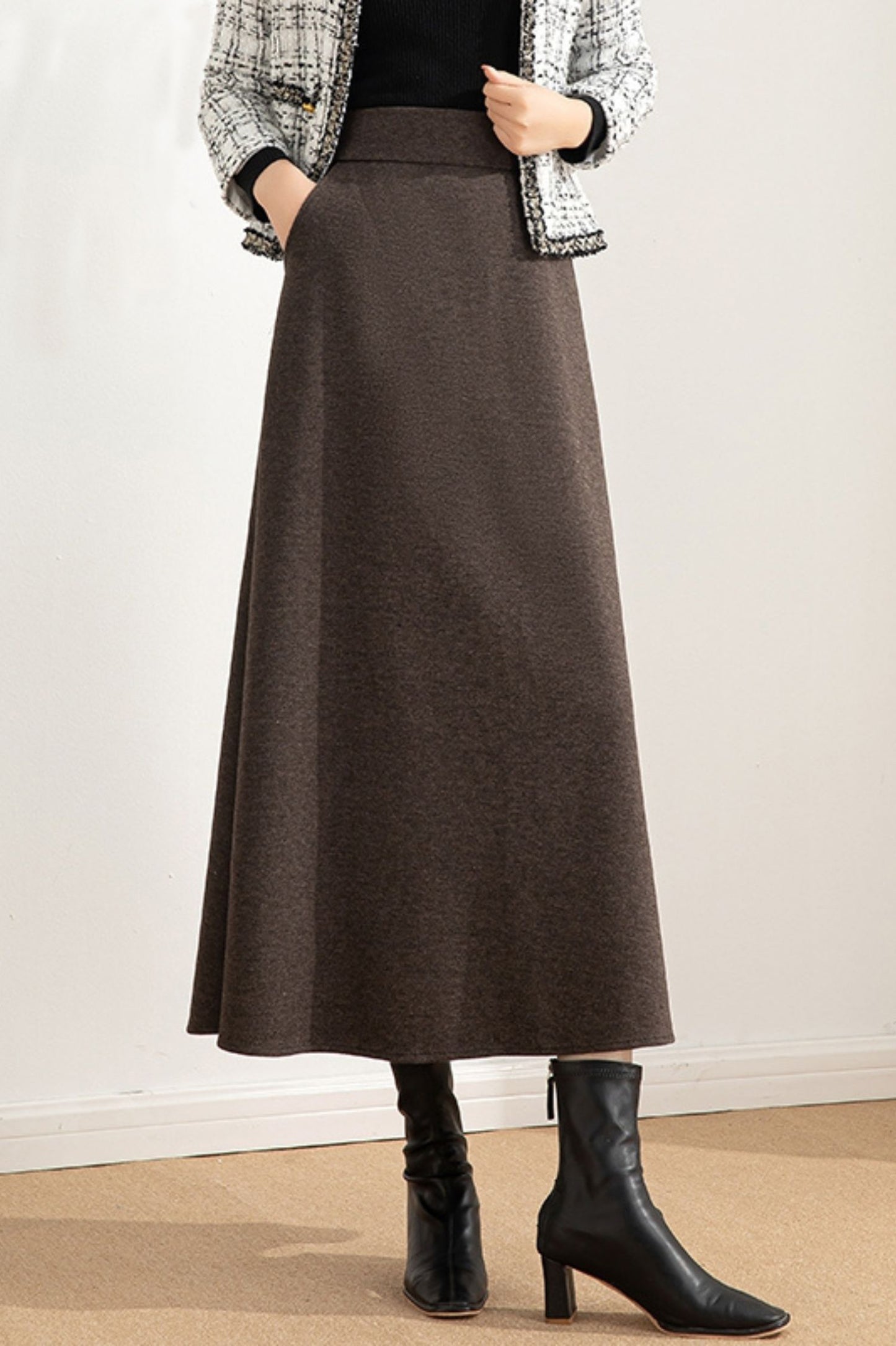 A line winter wool skirt women 6210