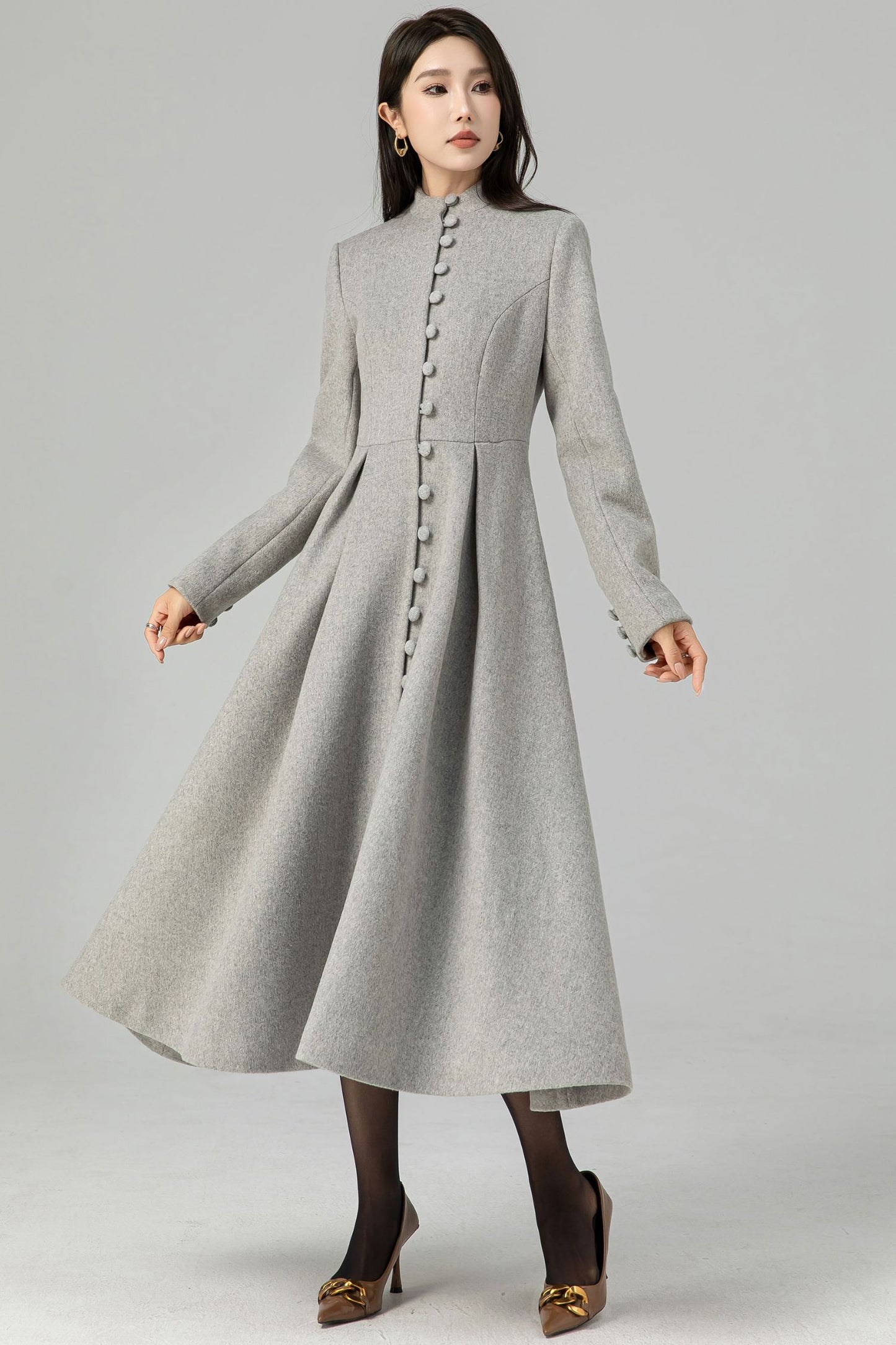 Single breasted A Line wool coat 4686