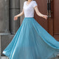 Long cotton swing blue summer skirt 4412