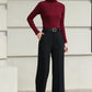 Handmade Vintage Wool Pants – Black High Waist Wide Leg Winter Trousers 6620