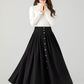 Swing black long pleated wool skirt 4611