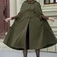 Military green wool winter cape coat 5351