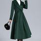 Dark Green Fit and Flare Wool Coat 3242