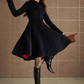 Black hooded winter wool coat  5363