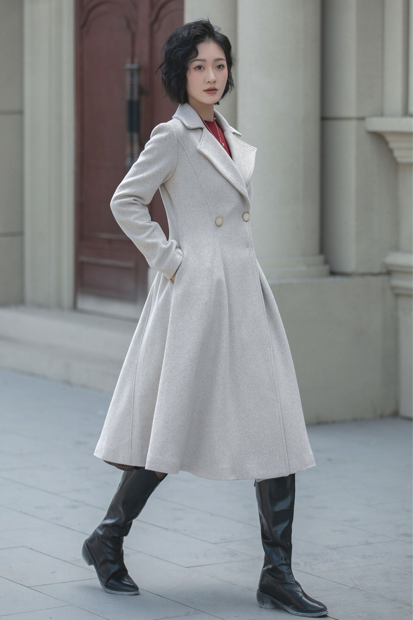 Warm winter wool coat for women 5456