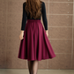 Burgundy knee length swing wool skirt 5362