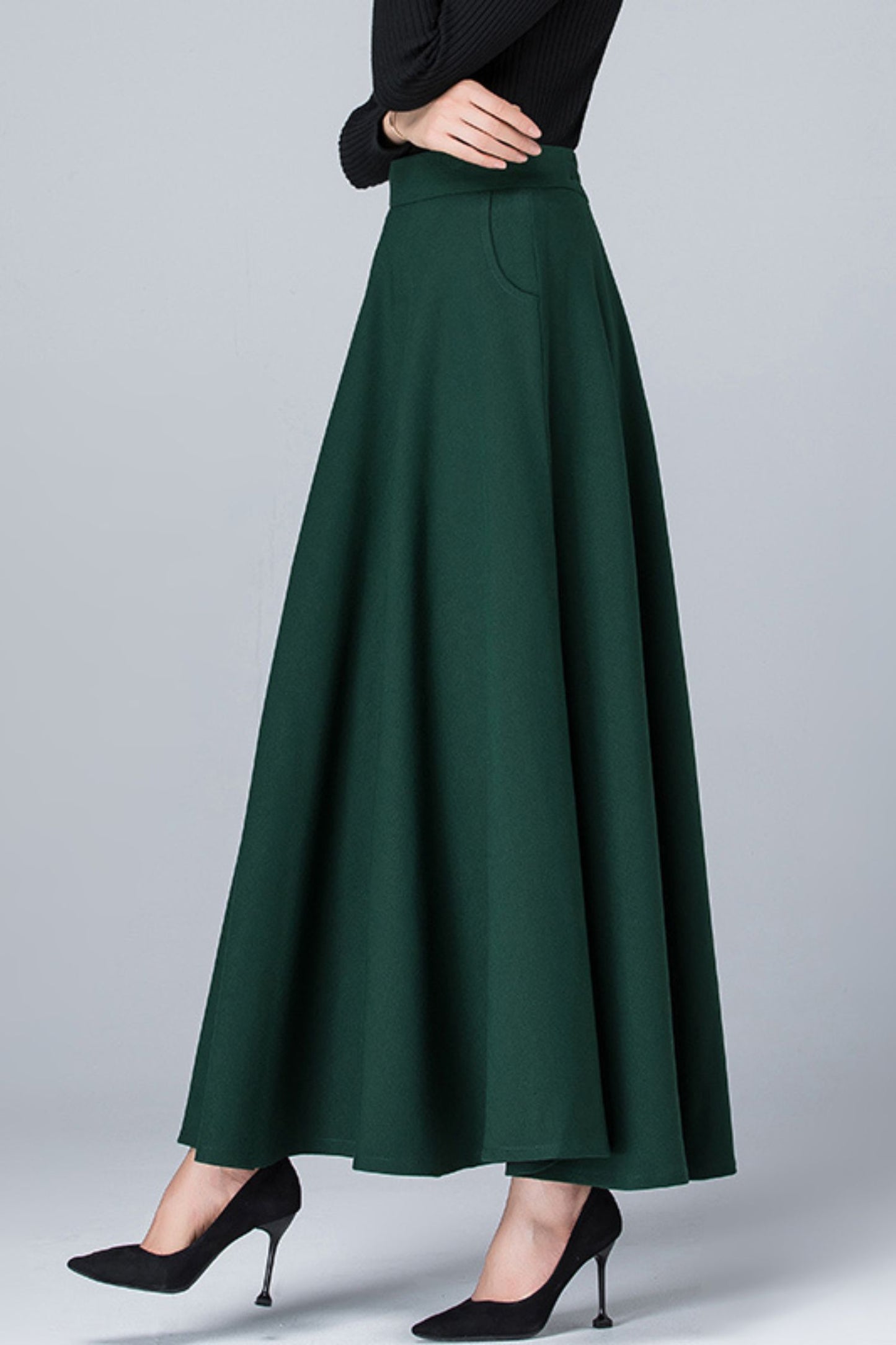 High waist long autumn skirt women 6197