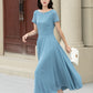 Blue swing midi summer prom chiffon dress 5147