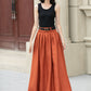 Pleated maxi long summer linen skirt 5149