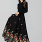 Black Maxi Embroidered Wool Skirt 4664