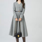 Gray midi wool dress for women 5304