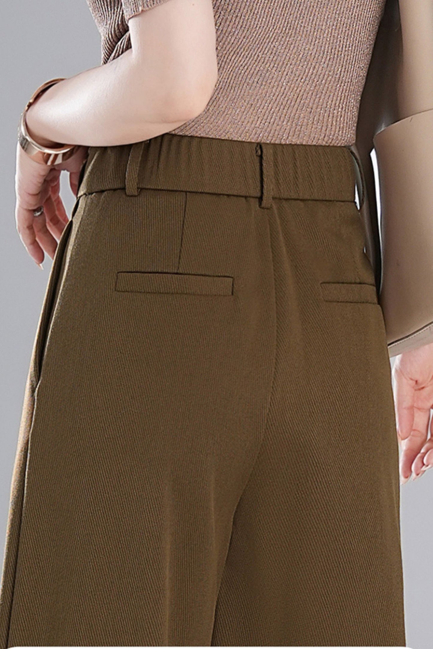 Wide leg autumn gray pants 6226