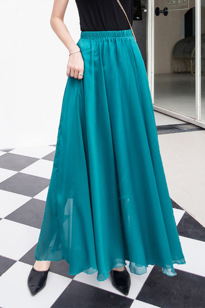 Maxi plus size swing a line chiffon skirt women TT0034