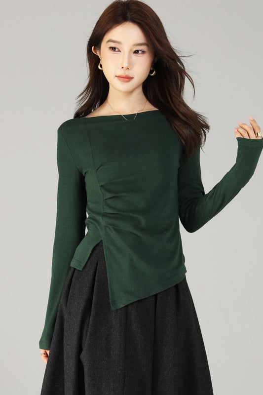 Asymmetrical autumn knit top women 6504