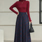 Handmade Charcoal Grey Plaid Wool Maxi Skirt – High Waist Winter Elegance | Xiaolizi 6426