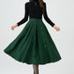 Button front green midi wool skirt 5322